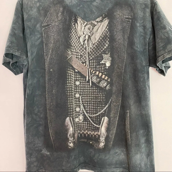The Mountain Tshirt Medium Nevada Saloon Western Costume Print Tie Dye Tee Black - Picture 3 of 9
